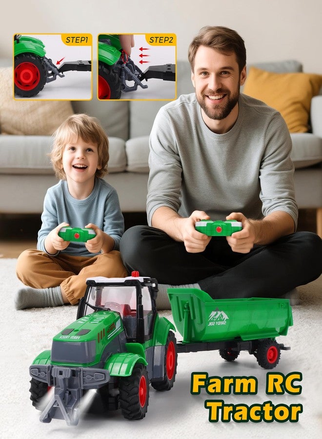 HuiJuKeJi Remote Control Tractor,1/24 Scale with Dump Trailer, Rechargeable RC Farm Vehicle Toy with Light and Sound for Kids, Ideal Christmas Birthday Gift for Boys and Girls Ages 6+ - Image 3
